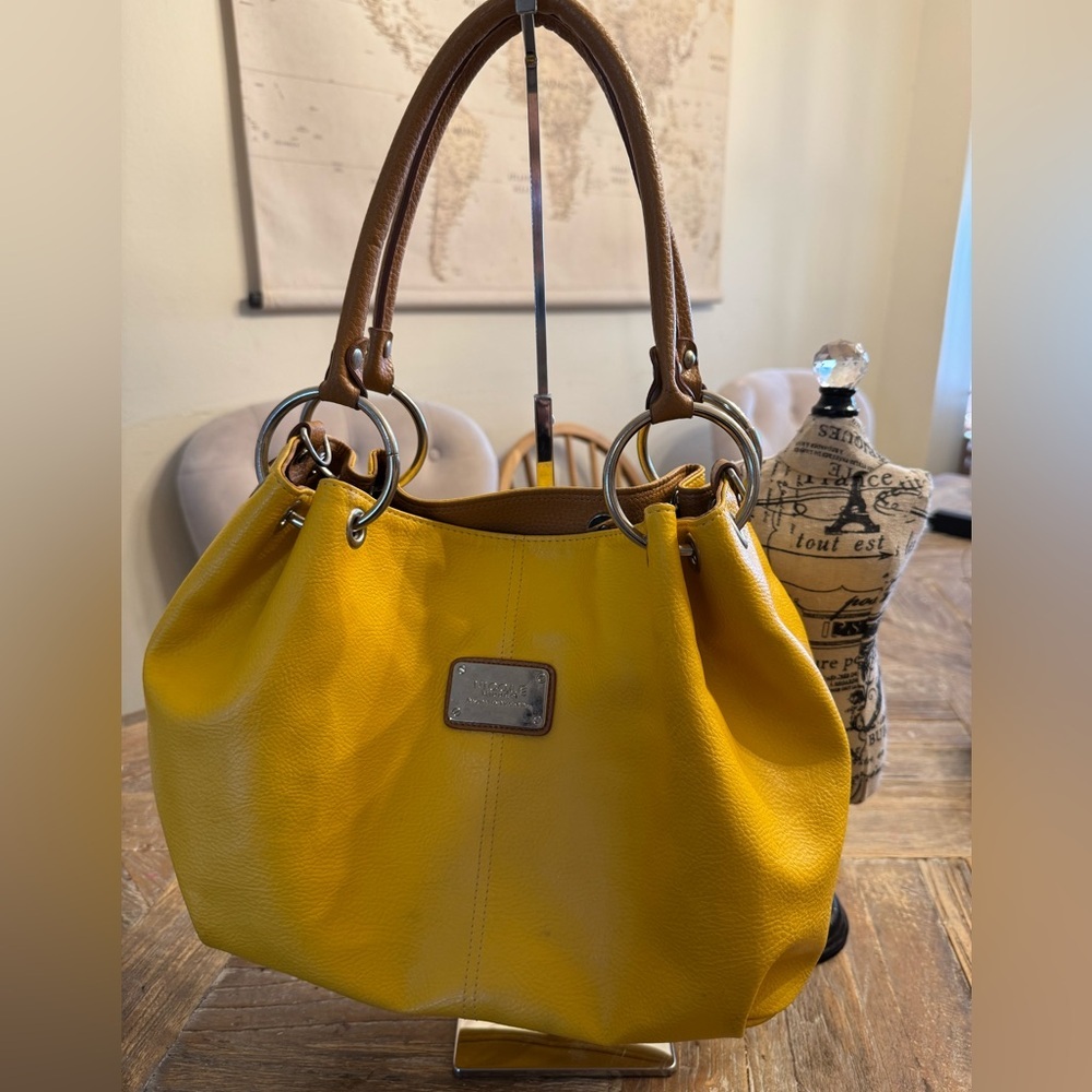Nicole Millet Yellow Leather Handbag